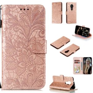 For Nokia 7.2 Lace Flower Horizontal Flip Leather Case with Holder & Card Slots & Wallet & Photo Frame(Rose Gold) (OEM)