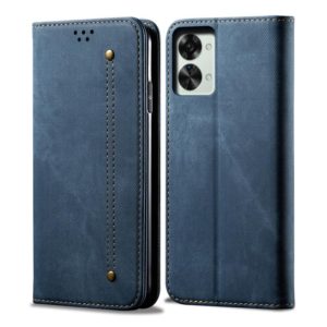 For OnePlus Nord 2T Denim Texture Leather Phone Case(Blue) (OEM)