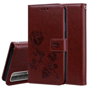 For Huawei P smart 2021 Rose Embossed Horizontal Flip PU Leather Case with Holder & Card Slots & Wallet(Brown) (AutSpace) (OEM)