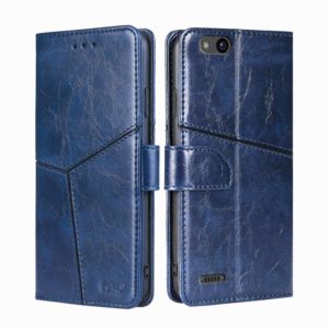 For ZTE Tempo X Geometric Stitching Horizontal Flip TPU + PU Leather Phone Case(Blue) (OEM)