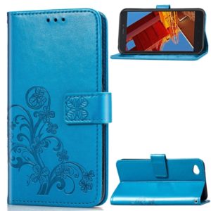 Lucky Clover Pressed Flowers Pattern Leather Case for Xiaomi Redmi Go, with Holder & Card Slots & Wallet & Hand Strap (Blue) (OEM)
