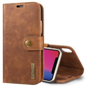 For iPhone X / XS DG.MING Crazy Horse Texture Horizontal Flip Detachable Magnetic Protective Case with Holder & Card Slots & Wallet(Brown) (DG.MING) (OEM)