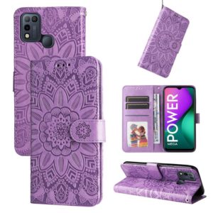 For Infinix Smart 5 Embossed Sunflower Leather Phone Case(Purple) (OEM)