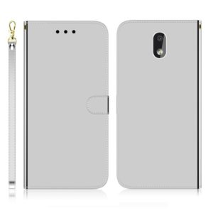 For Nokia 2.2 Imitated Mirror Surface Horizontal Flip Leather Case with Holder & Card Slots & Wallet & Lanyard(Silver) (OEM)