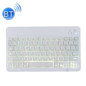 78 Keys 10 Inch RGB Colorful Backlit Bluetooth Keyboard For Mobile Phone / Tablet(White) (OEM)