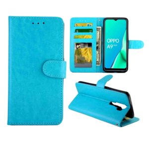For OPPO A9 (2020) / A5 (2020) Crazy Horse Texture Leather Horizontal Flip Protective Case with Holder & Card Slots & Wallet & Photo Frame(Baby Blue) (OEM)