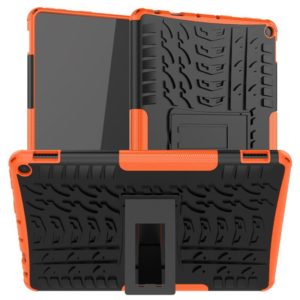 For Amazon Fire HD 10 2021 Tire Texture Shockproof TPU+PC Protective Case with Holder(Orange) (OEM)