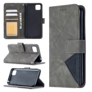 For Huawei Y5p Rhombus Texture Magnetic Buckle Horizontal Flip Leather Case with Holder & Card Slots & Wallet & Photo Frame(Grey) (OEM)