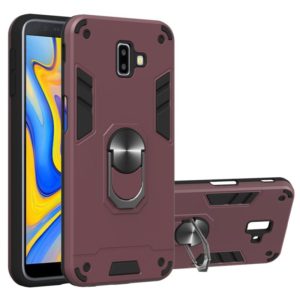 For Samsung Galaxy J6+ 2 in 1 Armour Series PC + TPU Protective Case with Ring Holder(Wine Red) (OEM)