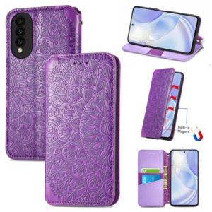 For Huawei nova 8 SE Youth Blooming Mandala Embossed Pattern Magnetic Horizontal Flip Leather Case with Holder & Card Slots & Wallet(Purple) (OEM)