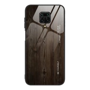 For Xiaomi Redmi Note 9S Wood Grain Tempered Glass + TPU Shockproof Case(M01) (OEM)