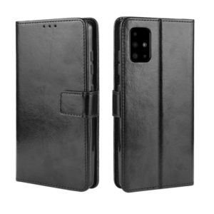 For Samsung Galaxy M51 Retro Crazy Horse Texture Horizontal Flip Leather Case with Holder & Card Slots & Photo Frame(Black) (OEM)