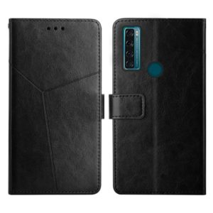 For TCL 20 SE Y Stitching Horizontal Flip Leather Phone Case(Black) (OEM)