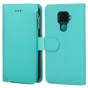 For Huawei Nova 5i Pro / Mate 30 Lite Microfiber Zipper Horizontal Flip Leather Case(Green) (OEM)