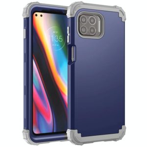 For Motorola Moto G 5G Plus 3 in 1 Shockproof PC + Silicone Protective Case(Navy Blue + Grey) (OEM)