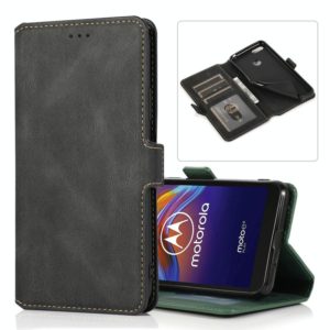For Motorola Moto E6 Play Retro Magnetic Closing Clasp Horizontal Flip Leather Case with Holder & Card Slots & Photo Frame & Wallet(Black) (OEM)