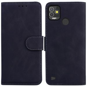 For Tecno Pop 5P Skin Feel Pure Color Flip Leather Phone Case(Black) (OEM)