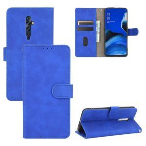 For OPPO Reno2 Z / F Solid Color Skin Feel Magnetic Buckle Horizontal Flip Calf Texture PU Leather Case with Holder & Card Slots & Wallet(Blue) (OEM)