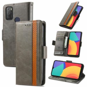 For Alcatel 1S (2021) CaseNeo Business Splicing Dual Magnetic Buckle Horizontal Flip PU Leather Case with Holder & Card Slots & Wallet(Grey) (OEM)