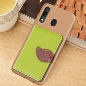Litchi Pattern Card Bag Wallet Bracket + TPU Phone Case with Card Slot Wallet Bracket Function For Galaxy A30(Green) (OEM)