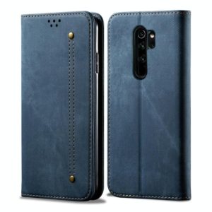 For Xiaomi Redmi Note 8 Pro Denim Texture Casual Style Horizontal Flip Leather Case with Holder & Card Slots & Wallet(Blue) (OEM)