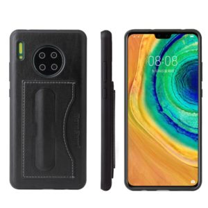 For Huawei Mate 30 Fierre Shann Full Coverage PU Leather Protective Case with Holder & Card Slot(Black) (FIERRE SHANN) (OEM)