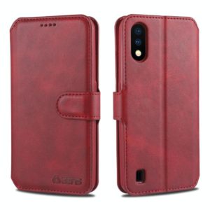 For Samsung Galaxy A01 AZNS Calf Texture Horizontal Flip Leather Case, with Holder & Card Slots & Wallet & Photo Frame(Red) (AZNS) (OEM)