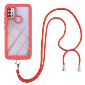 For Motorola Moto G30 / G10 / G10 Power Starry Sky Solid Color Series Shockproof PC + TPU Protective Case with Neck Strap(Red) (OEM)