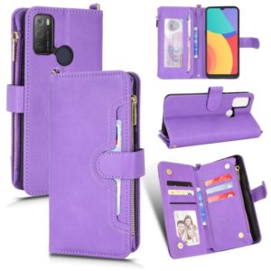 For Alcatel 1S 2021 / 3L 2021 Litchi Texture Zipper Leather Phone Case(Purple) (OEM)