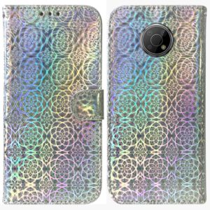 For Nokia G300 Colorful Magnetic Buckle Leather Phone Case(Silver) (OEM)