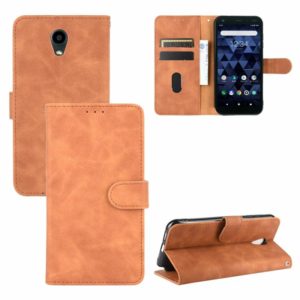 For Kyocera DIGNO BX Solid Color Skin Feel Magnetic Buckle Horizontal Flip Calf Texture PU Leather Case with Holder & Card Slots & Wallet(Brown) (OEM)