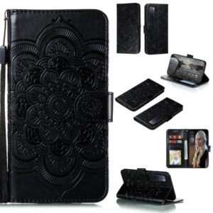 For Huawei nova 7 Mandala Embossing Pattern Horizontal Flip PU Leather Case with Holder & Card Slots & Walle & Lanyard(Black) (OEM)