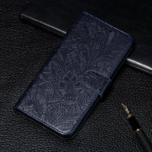 For Xiaomi Mi 11 Lace Flower Embossing Pattern Horizontal Flip Leather Case with Holder & Card Slots & Wallet & Photo Frame(Dark Blue) (OEM)