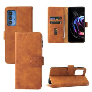 Solid Color Skin Feel Magnetic Buckle Horizontal Flip Calf Texture PU Leather Case with Holder & Card Slots & Wallet For Motorola Moto Edge 20 Pro(Brown) (OEM)