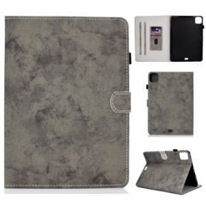 For iPad Air 2022 / 2020 10.9 Marble Style Cloth Texture Leather Case with Bracket & Card Slot & Pen Slot & Anti Skid Strip(Grey) (OEM)