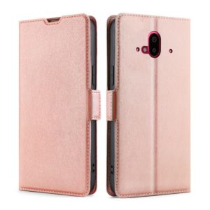 For Fujitsu Arrows F-52B Ultra-thin Voltage Side Buckle PU + TPU Leather Phone Case(Rose Gold) (OEM)