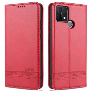 For OPPO A15 AZNS Magnetic Calf Texture Horizontal Flip Leather Case with Card Slots & Holder & Wallet(Red) (AZNS) (OEM)