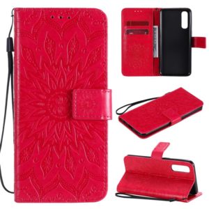 For OPPO Reno3 Pro 4G Sun Embossing Pattern Horizontal Flip Leather Case with Card Slot & Holder & Wallet & Lanyard(Red) (OEM)