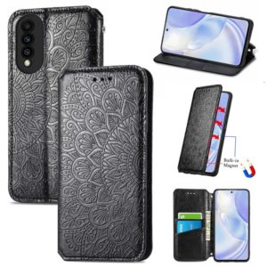 For Huawei nova 8 SE Youth Blooming Mandala Embossed Pattern Magnetic Horizontal Flip Leather Case with Holder & Card Slots & Wallet(Black) (OEM)