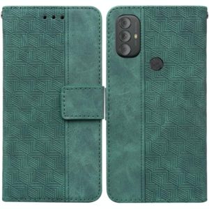 For Motorola Moto G Power 2022 Geometric Embossed Leather Phone Case(Green) (OEM)