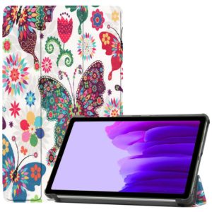 For Samsung Galaxy Tab A7 Lite T225 Colored Drawing Pattern Horizontal Flip Leather Case with Three-folding Holder & Sleep / Wake-up Function(Color Butterfly) (OEM)