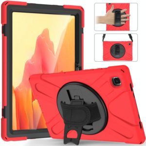 For Samsung Galaxy Tab A7 10.4 2020 T500 / T505 Shockproof Colorful Silicone + PC Protective Case with Holder & Shoulder Strap & Hand Strap & Screen Protector(Red) (OEM)