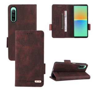 For Sony Xperia 10 IV Magnetic Clasp Flip Leather Phone Case(Brown) (OEM)
