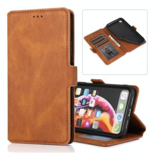 For iPhone XR Retro Magnetic Closing Clasp Horizontal Flip Leather Case with Holder & Card Slots & Photo Frame & Wallet(Brown) (OEM)