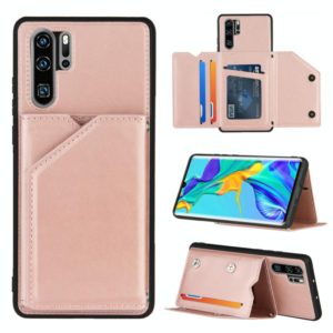 For Huawei P30 Pro Skin Feel PU + TPU + PC Back Cover Shockproof Case with Card Slots & Holder & Photo Frame(Rose Gold) (OEM)