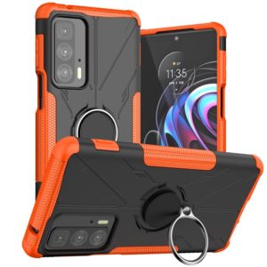 For Motorola Edge 20 Pro Armor Bear Shockproof PC + TPU Phone Protective Case with Ring Holder(Orange) (OEM)
