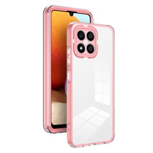 For Honor X8 3 in 1 Clear TPU Color PC Frame Phone Case(Pink) (OEM)