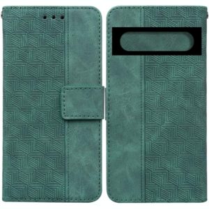 For Google Pixel 7 Pro 5G Geometric Embossed Leather Phone Case(Green) (OEM)
