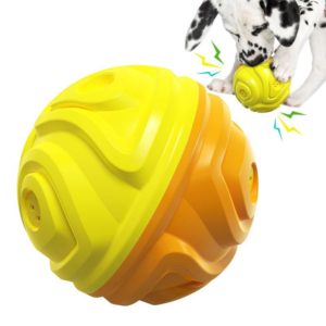 Dog Toothbrush Sound Molar Ball Texture Meteorite Dog Toy(Yellow Orange) (OEM)