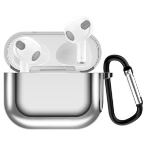 Electroplating TPU Earphone Protective Case for AirPods 3, with Hook(Silver) (OEM)